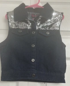 Gitls Sparkle Denim Vest Size S - Picture 1 of 4