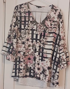 John Mark Women's Size Large Blouse Boho LagenLook Floral Bell Sleeve - Picture 1 of 12