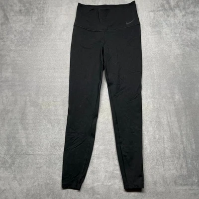 Nike Dri Fit Zenvy Leggings Womens Large Black Logo Mid Rise Skinny Leg Gym - Image 1 of 4