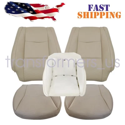 For 2003-2009 Lexus GX470 Front Side Bottom & Top Seat Cover & Foam Cushion Tan Foto 1 de 4