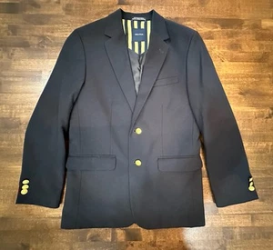 Nautica Boys Size 14 R Navy Blue Gold Brass 2-Button Blazer Sport Coat Jacket - Picture 1 of 8