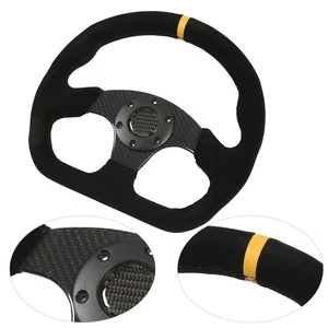 Car Steering Wheel Black Stitching Carbon Fiber 6 Holes Comfortable Grip - Picture 1 of 12