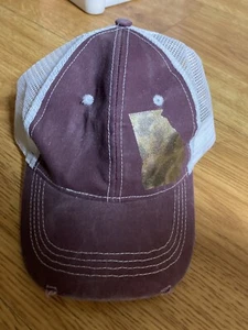 Women's distressed adjustable cap Georgia state animal print NEW - Picture 1 of 2