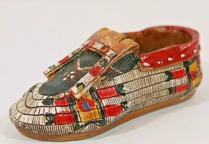 Mocasín indio de cerámica de arcilla tallada y pintada a mano multicolor como nuevo - Imagen 1 de 9