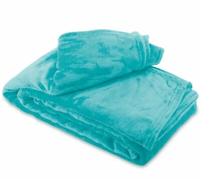 Kuscheldecke Türkis Wolldecke Fleece weiche Wohndecke Sofa Größe wählbar Petrol - Bild 1 von 4