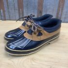 Sporto Duck Rain Shoes Mens Size 9 Navy Blue Brown Lace Up Low Top