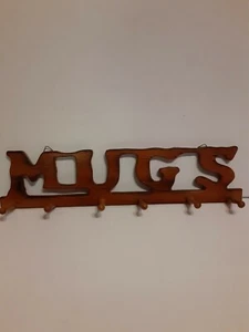 Wall Mounted "MUG" Wooden Wall Display For Coffee Mugs Wooden Rack Mugs... - Picture 1 of 12