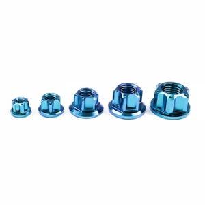 Titanium Hex Ti Flange Nuts M5 M6 M8 M10 M12 M14 Bicycyle Nut GR5 High strength - Picture 1 of 10
