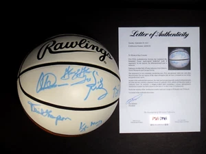 SAN ANTONIO SPURS TEAM GERVIN GILMORE THOMPSON MULTI 8 SIGNED AUTOGRAPH BALL PSA - Picture 1 of 6