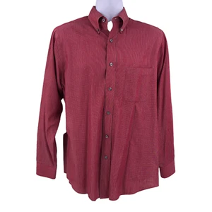 Croft & Barrow Mens Shirt Size Medium 15" - 15.5" Red Gray Stripe LS Button Down - Picture 1 of 10