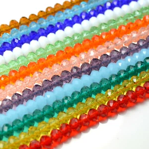 FACETED RONDELLE CRYSTAL GLASS BEADS PICK COLOUR 4X3MM,6X4MM,8X6MM,10X8MM - Picture 1 of 36