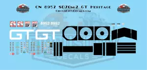 Set decalcomanie Canadian National 8952 SD70m-2 GT Heritage scala HO - Foto 1 di 2