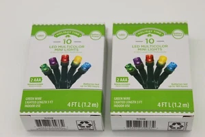 Lot of 2 New Holiday Time 10 Count LED Multicolor Mini Lights 4 FT Long - Picture 1 of 5