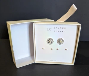 LC Lauren Conrad: Merry & Bright: Juego de 3 pendientes de tachuelas intercambiables: NUEVO - Imagen 1 de 4