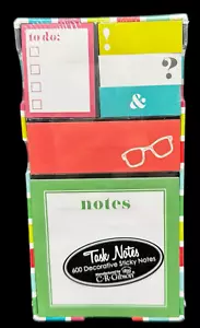 Sticky Note Set C.R.Gibson Sealed Stationary Green Red Blue Yellow School A - Picture 1 of 7