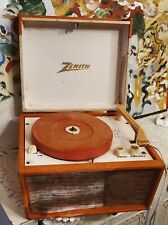 VTG MID CENTURY ZENITH PORTABLE RECORD PLAYER RETRO ORANGE HP-6V WORKS BUT HUMMS