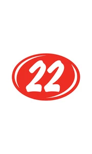 SSWBasics ovale 2-stellige Jahresaufkleber - weiß/rot - "22" - 12er Pack - Bild 1 von 1
