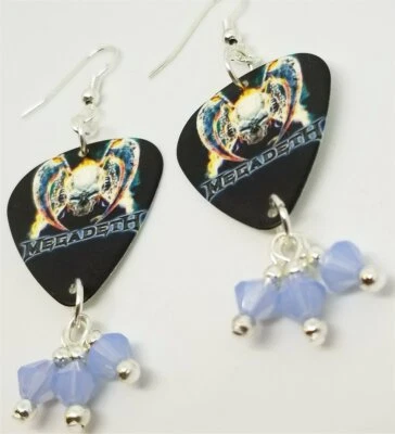Pendientes de selección de guitarra Megadeth con colgantes de cristal de Swarovski ópalo azul aire Foto 1 de 4