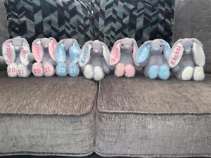 Personalised Bunny Rabbit Soft Teddy. New Baby gift, Easter, Blue Out of Stock