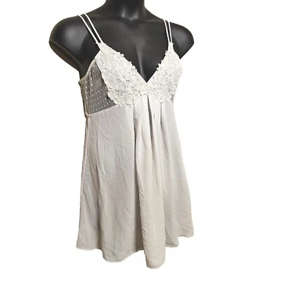 Flora Nikrooz White Babydoll Nightie Size Large with Floral Details Wedding Nite - Image 1 of 4