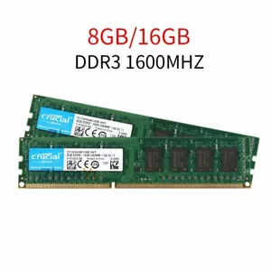 16GB 8GB 4GB 1600MHz DDR3 PC3-12800U 240Pin DIMM Desktop Memory RAM Crucial LOT - Picture 1 of 14