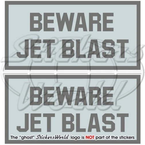 BEWARE JET BLAST Flugzeug Hubschrauber Luftwaffe NATO LowVis 100mm Aufkleber x2 - Bild 1 von 1