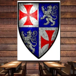 Decora tu hogar con caballeros templarios pancartas bandera guerrero cristiano tapiz - Imagen 1 de 5
