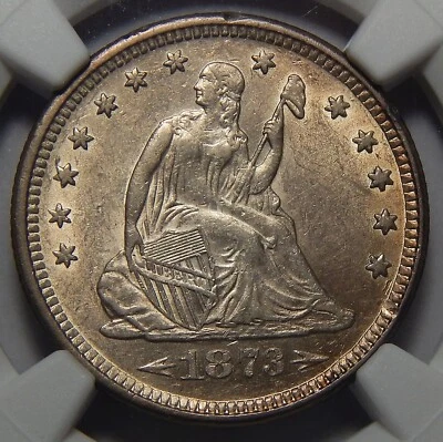 1873 ARROW NGC AU58 SEATED LIBERTY QUARTER - Image 1 of 4