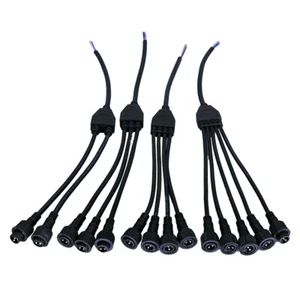 Outdoor Waterproof Cable Plug Parallel Splitter 2/3/4Pin Y Branch Connector IP67 - Picture 1 of 22
