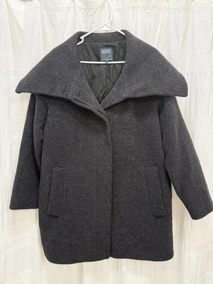 Hilary Radley Pea Coat Wool Alpaca Charcoal Gray Womens 12 Hidden Buttons  - Image 1 of 4