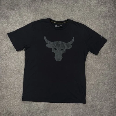 Camiseta Under Armour Project Rock Negra Brahma Bull Suelta Equipo de Calor Gimnasio Para Hombres L Foto 1 de 4