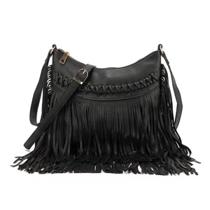 Leather Fringe Purse for Women Trendy Western Tassel Crossbody Bag Vintage Ho... - Picture 1 of 7