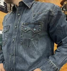 Stetson TÜRKIS DRUCKKNOPF LEICHTES JEANSHEMD Gr. XL. - Bild 1 von 8