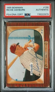 1955 Bowman #130 Richie Ashburn autographed card - PSA /DNA Authentic - Picture 1 of 2