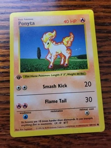 Ponyta - 1. Edition - Shadowless - 1999 Base Set Karte # 60/102 - MP - Bild 1 von 4