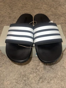 NEW adidas Adilette Comfort Slide Sandals Black Striped UNISEX Size M 12 / W 13 - Picture 1 of 5