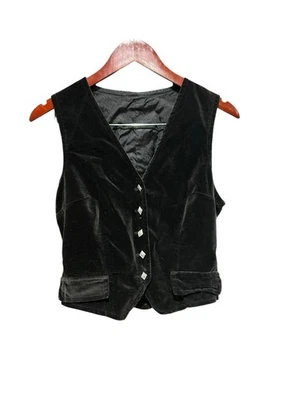 Chaleco negro de terciopelo sin marca para mujer con botones sin mangas años 90 bruja vibraciones góticas Foto 1 de 4