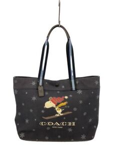 Coach Tote Bag Snoopy Peanuts Cotton Navy Total Pattern Used