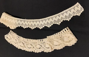 Vintage Handmade Crocheted Lace Trim Edging 2 Pieces Pineapple 2.5X40 Heart 2X67 - Picture 1 of 5