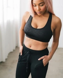 Zyia Active Bomber Sports Bra Size XS Black Mesh Panel Racerback Padded Workout - Picture 1 of 10