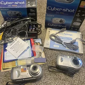 2 Sony Cyber-Shot Digital Cameras Silver DSC-P93A 5.1MP & DSC-P41 PARTS ONLY - Picture 1 of 23