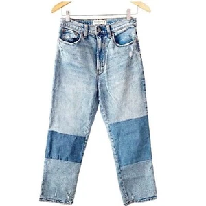 Jeans Abercrombie & Fitch lavaggio medio patchwork vita altissima dritti alla caviglia - Foto 1 di 10