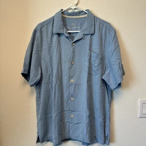 Camisa Tommy Bahama 100 % lino para hombre grande azul abotonada manga corta - Imagen 1 de 4