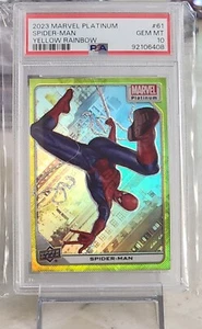 Spider-Man 2023 Marvel Platinum #61 ⭐REFRACTOR ARCO IRIS AMARILLO⭐ GEMA COMO NUEVA PSA 10  - Imagen 1 de 19