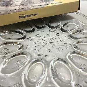 Anchor Hocking Savanne verpackt 12" Teufel Ostereier Teller Klarglas SIEHE VIDEO - Bild 1 von 14