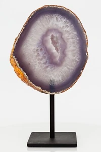 Polished Agate Geode Slice on Stand Natural Slab Crystal Quartz 3.68 lbs H1192 - Picture 1 of 12