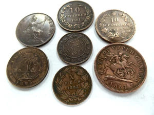 RARE Lot of UK GREAT BRITAIN Large Penny, Canada 1857 Bank Tokens + More - Picture 1 of 2