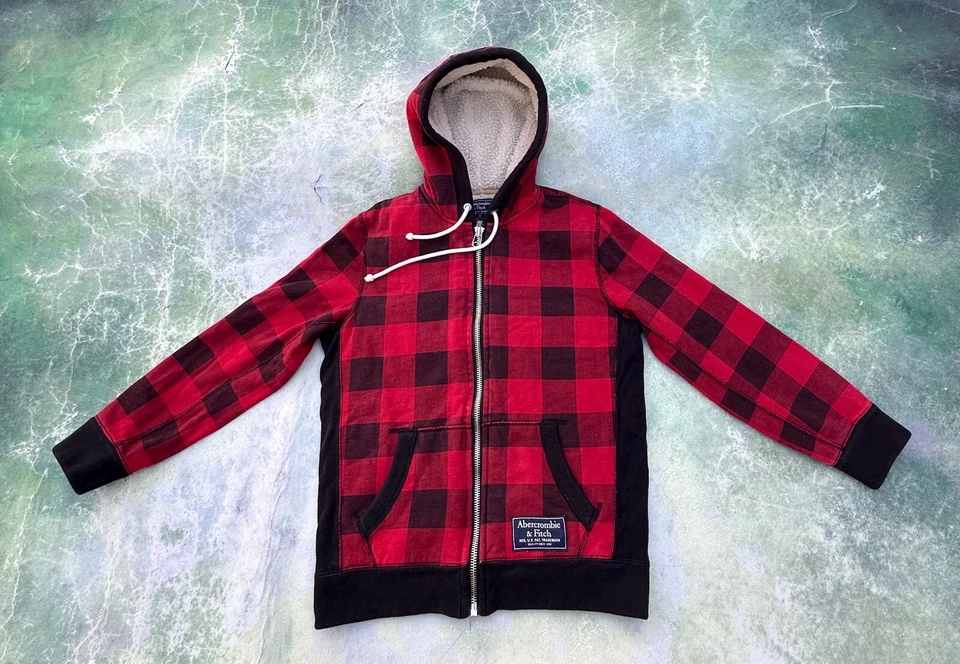 Sudadera con capucha vintage de mujer Abercrombie & Fitch forrada Sherpa cremallera completa talla XS. Foto 1 de 4