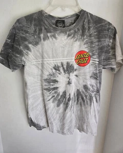 Santa Cruz Youth Grey Tie Dye Short Sleeve Crew Neck T-Shirt Skate size Large - Picture 1 of 3