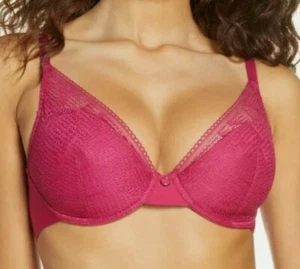 Chantelle 18D1 Erika Plunge Bra 34DDDD Magenta - Picture 1 of 2